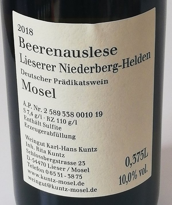 2018er Lieserer Niederberg-Helden Riesling Beerenauslese